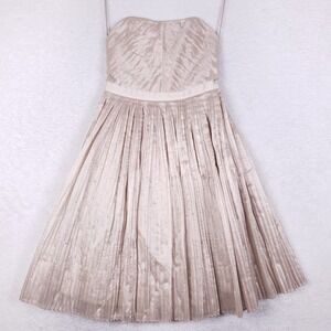 Banana Republic Heritage Pleated Silk Strapless Dress 4 Champagne